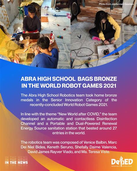 deped abra|Abra High School bags bronze in the World Robot .